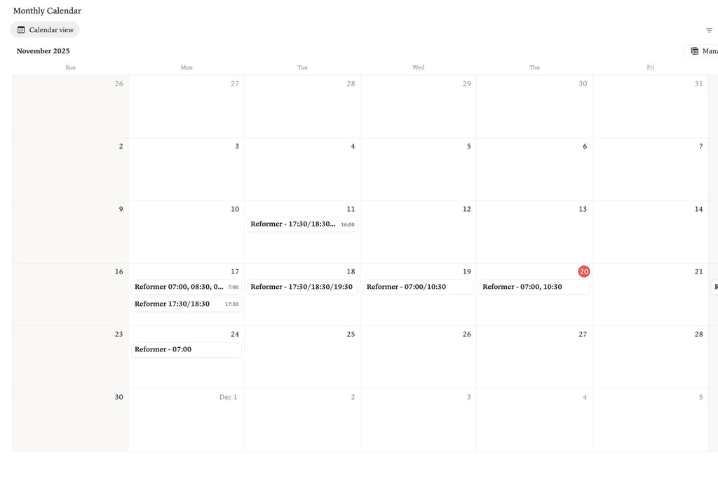 The Pilates Print Notion template